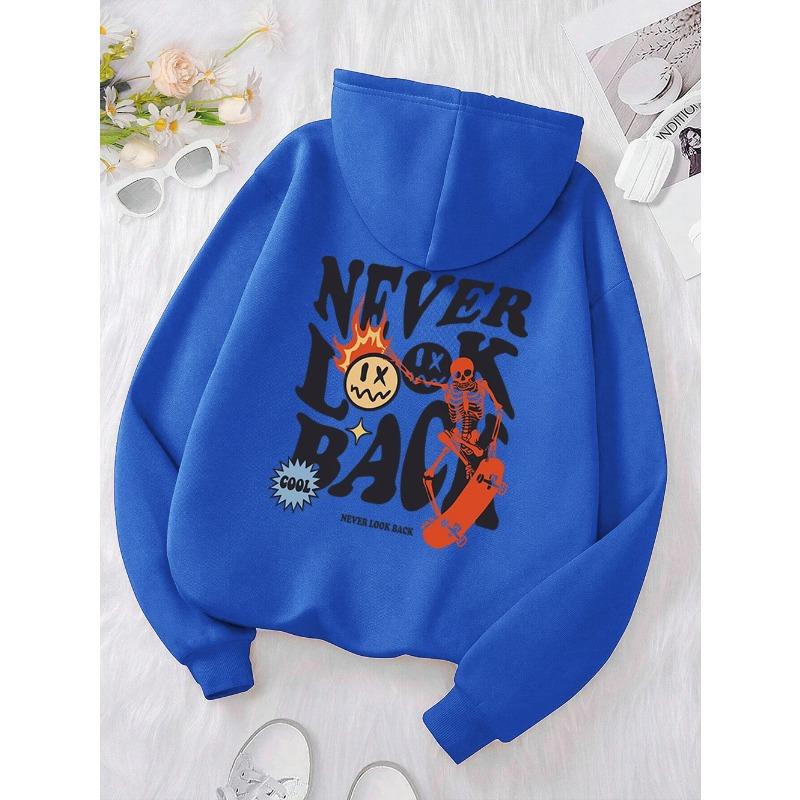 Never Look Back Creative Smile Skull Hoodies Women Warm Comfortable Sweatshirt Loose Hip Hop Street Clothes Loose Hoody Hoodies & Sweatshirts Women’s