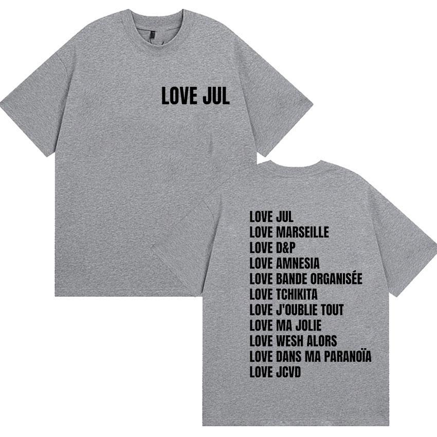 Love Jul France Rapper 2025 Album Print T Shirt Men Women Vintage Fashion Short Sleeve T-shirts Casual Oversized Cotton T-shirt
