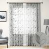 2PCS Semi-Transparent Embroidered Leaf Window Thin Curtain Through-shaft Type Soft Window Sheer Washable Modern Style