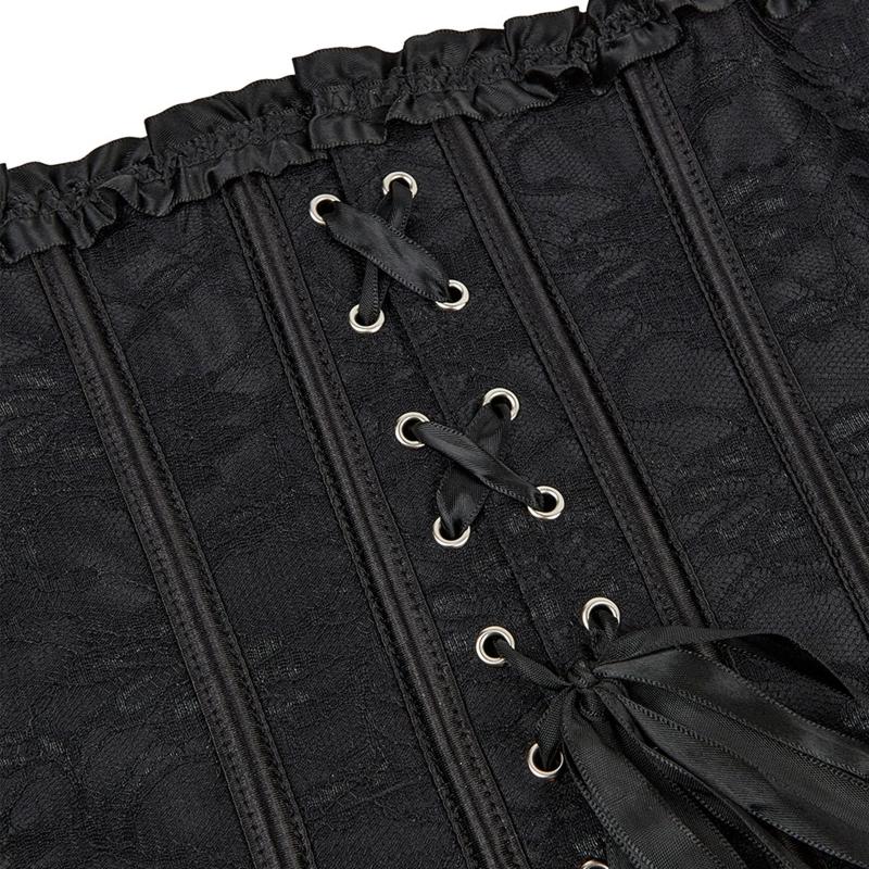 Korsett mit entbeinter Taille, sexy Korsett für Damen mit Schnürung, Taillenkorsett mit entbeinter Taille, Blumenmuster, Brokat-Überbrustkorsett für Damen, Abnehmen