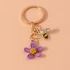 Cute Enamel Flower Bee Keychain Animal Key Rings Pendants for Women Girls Handbag Accessories DIY Jewelry Gifts