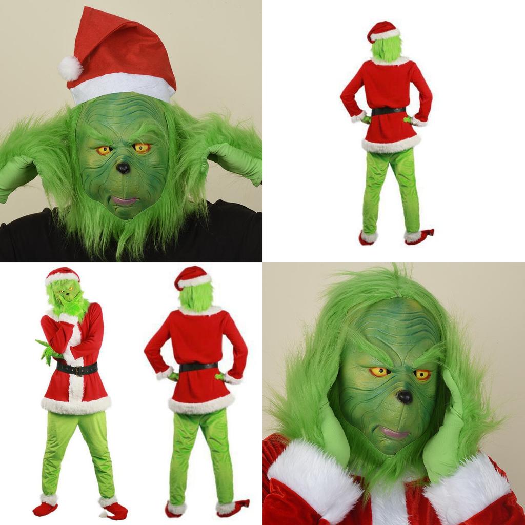 Halloween And Christmas Grinch Stole Christ Cosplay Costume Accessory Set For Party Wear