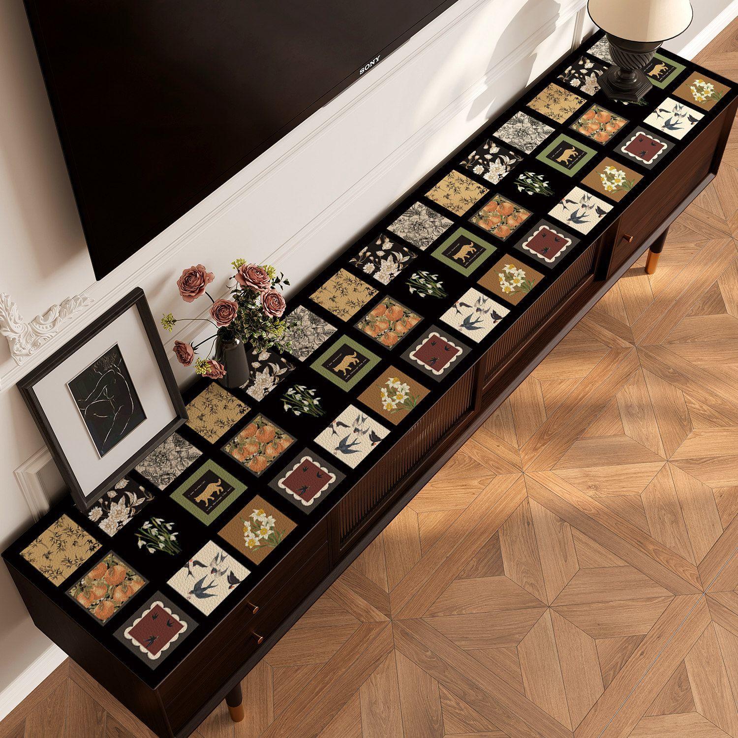 

Vintage TV Stand Protective Mat | Luxurious Sideboard Table Mat | Long Tablecloth | Shoe Cabinet Cover 5*5cm