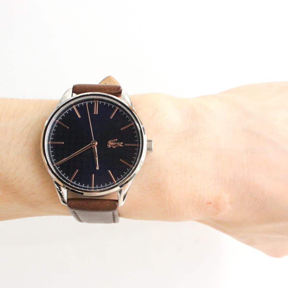 LACOSTE 2011046 Men’s Quartz 3-Hand, Leather Brown / Navy, 5-bar Water Resistant