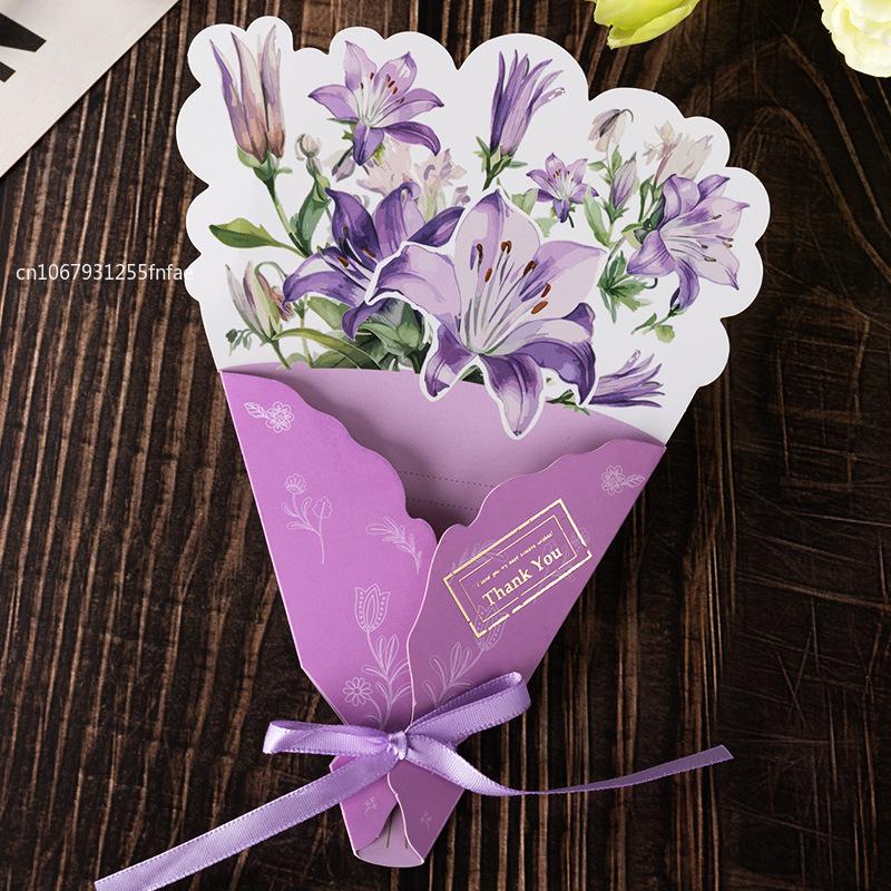 1PCS Carnation Creative Floral Postcard - Exquisite Greeting Card for Birthday Teacher Day Gifts Beautiful Thanks Flowers