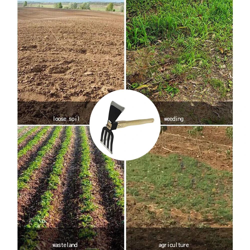 Grabie ogrodowe, kultywator z drewnianym uchwytem, motyka dwufunkcyjna, miniaturowa motyka i kultywator do kopania, pielenia, ogrodnictwa i uprawy