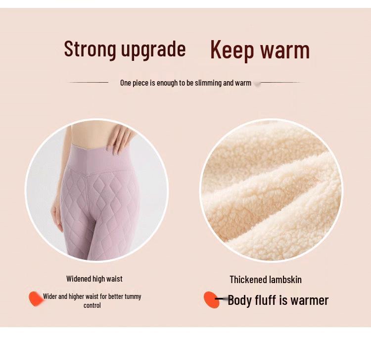 Girls' High-Waisted Thermal Wool Leggings, Thickened Winter School Uniform, Slimming Cotton Warm Pants for Teens