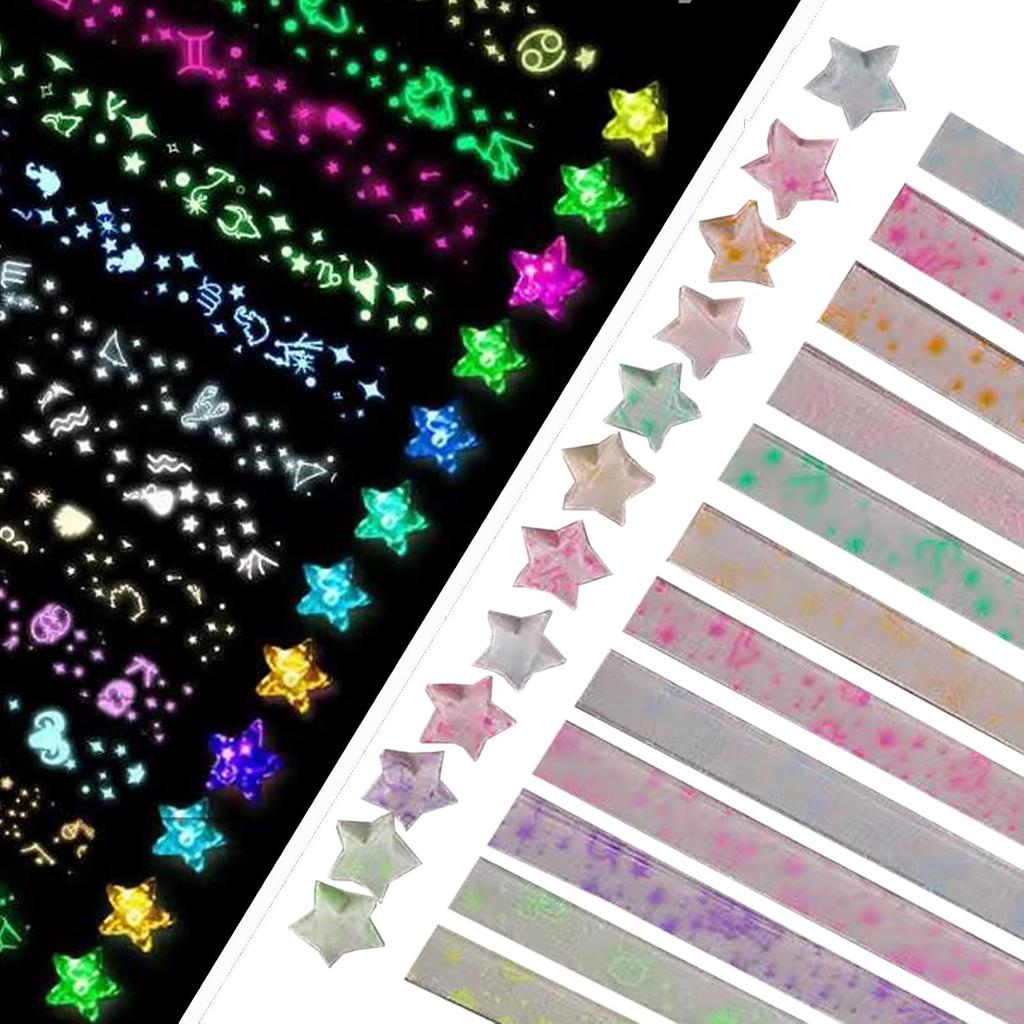 Star Origami, Colorful Decorative Paper Strips, Lucky Star Paper Strips, DIY origami paper strips glowing star origami