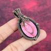 Thulite Pendant Rainbow Moonstone Pendant Copper Wire Wrapped Gemstone Jewelry