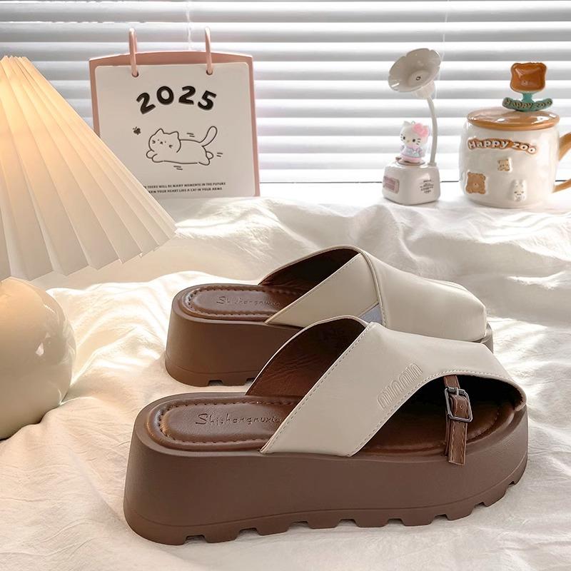 2025 spring and summer new retro fashion bag head half slippers women's muffin thick sole comfortable versatile lazy beach shoes