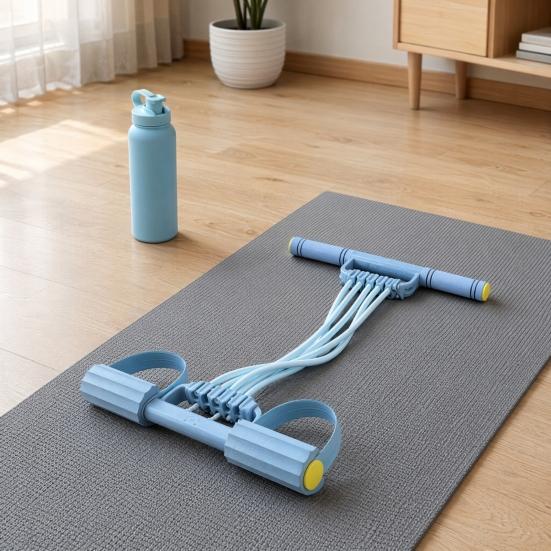 Pedal Resistance Band with Handle, 10-Tube Pedal Ankle Puller Exerciser, Multifunction Tension Rope for Arm, Leg, Waist, Shoulder Training
