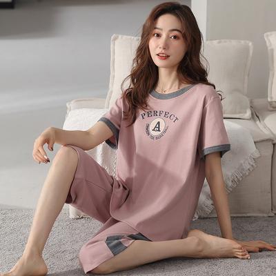 Baumwoll-Nachtwäsche Loungewear Einfarbig Pyjamas Damen Oberteile und Hosen Bedruckt Studenten-Nachtwäsche Hauskleidung 2-teiliges Set Pyjama