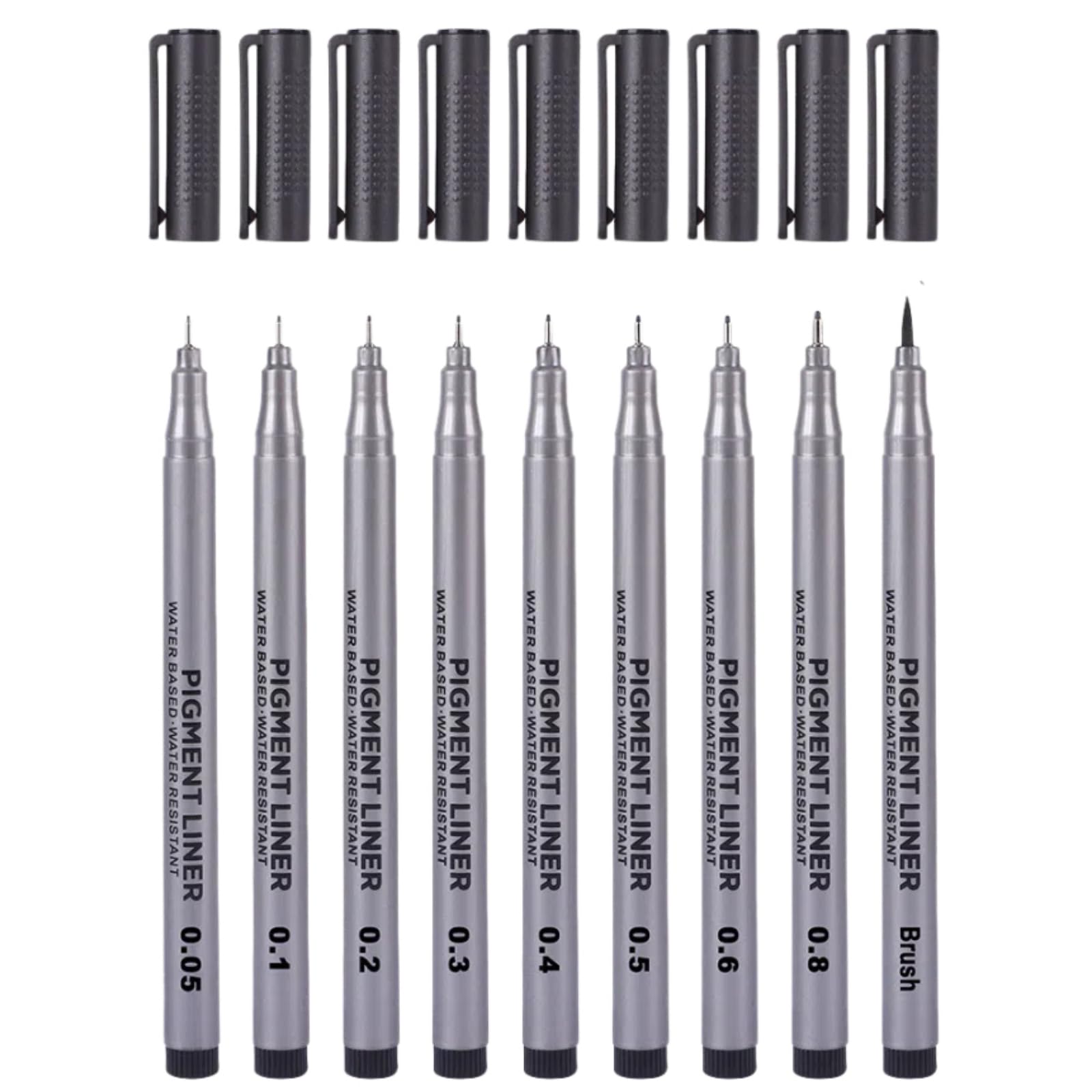 

Jravezt Drafting Pen Set of Line Easy to for Line and Calligraphy 9, Ultra-Fine, Needle-Shaped, Water-Based, 0.05-1.0mm Diameter, Waterproof, чорний
