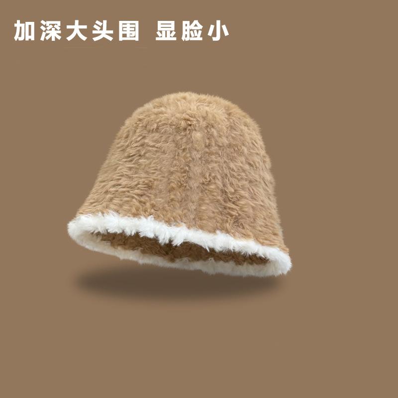 

Цветовая гамма плюшевая утолщенная теплая панама женская осень-зима рыбацкая однотонная универсальная шляпа-ведро M（56-58cm） хаки