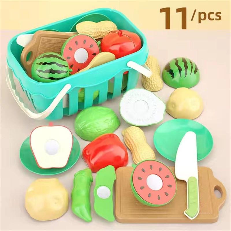 Kids' Velcro Fruit & Veggie Cutting Set - Magnetic Dollhouse Toy for Boys & Girls