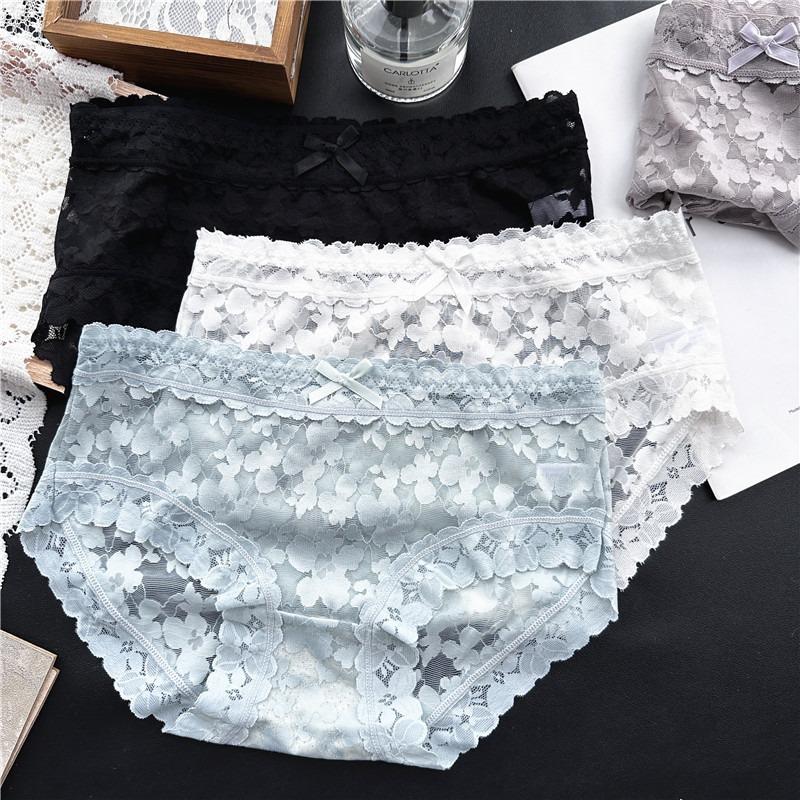 Ladies Spring and Summer Lovely Cotton Ice Screen Lace Panties