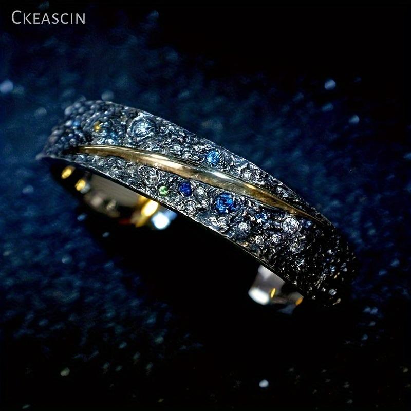 

Винтажный браслет со звездой из стерлингового серебра + кольцо со звездой Ван Гога и сапфиром из стерлингового серебра, регулируемый винтажный подарок в стиле панк Overlord для парня, мужа