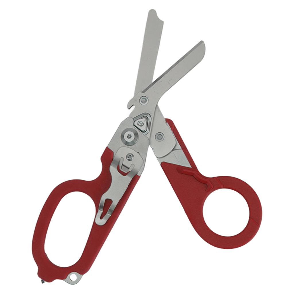 Emergency Response Shears Foldable Shear with Ring Cutter Glass Breaker Latching Function For