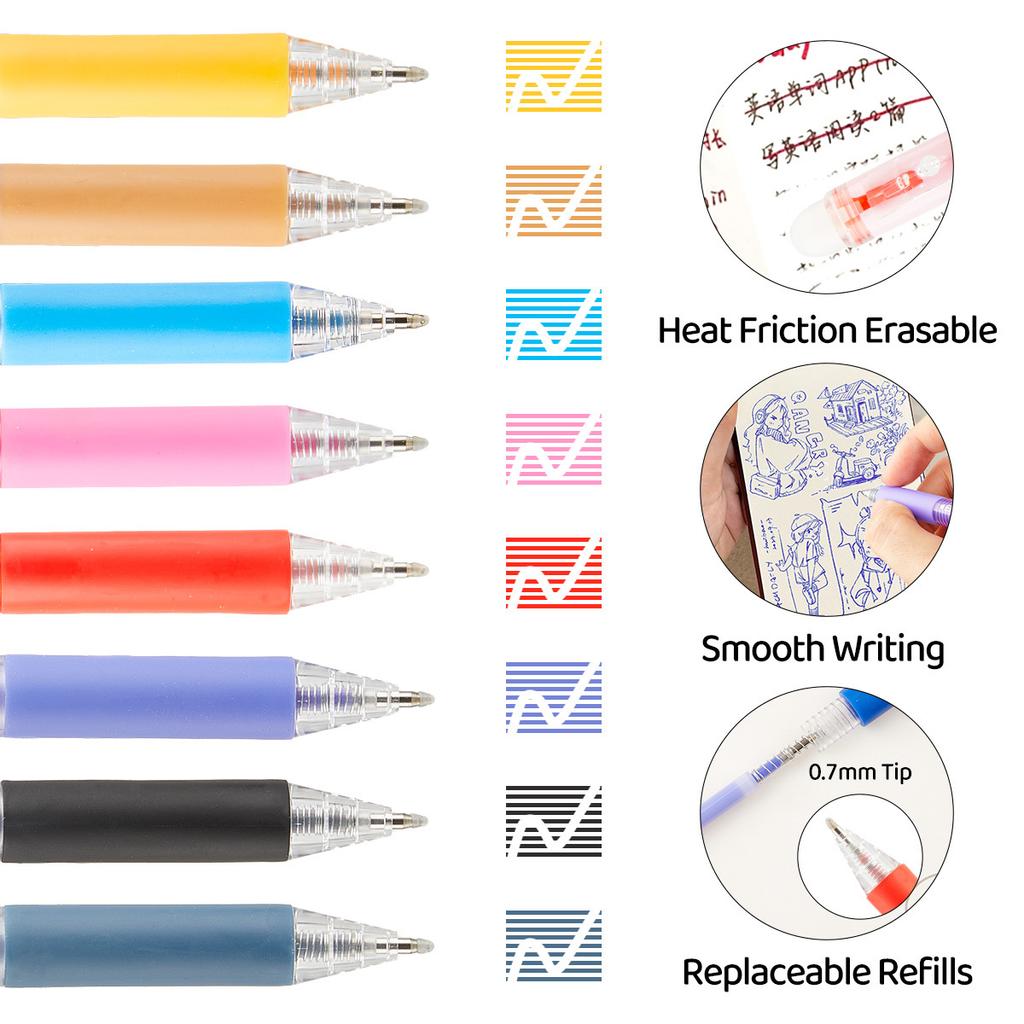 24 Colors Click Erasable Gel Pens - Quick-Dry Smooth Writing Pens for Students, Drawing, Marking, Office & School Supplies