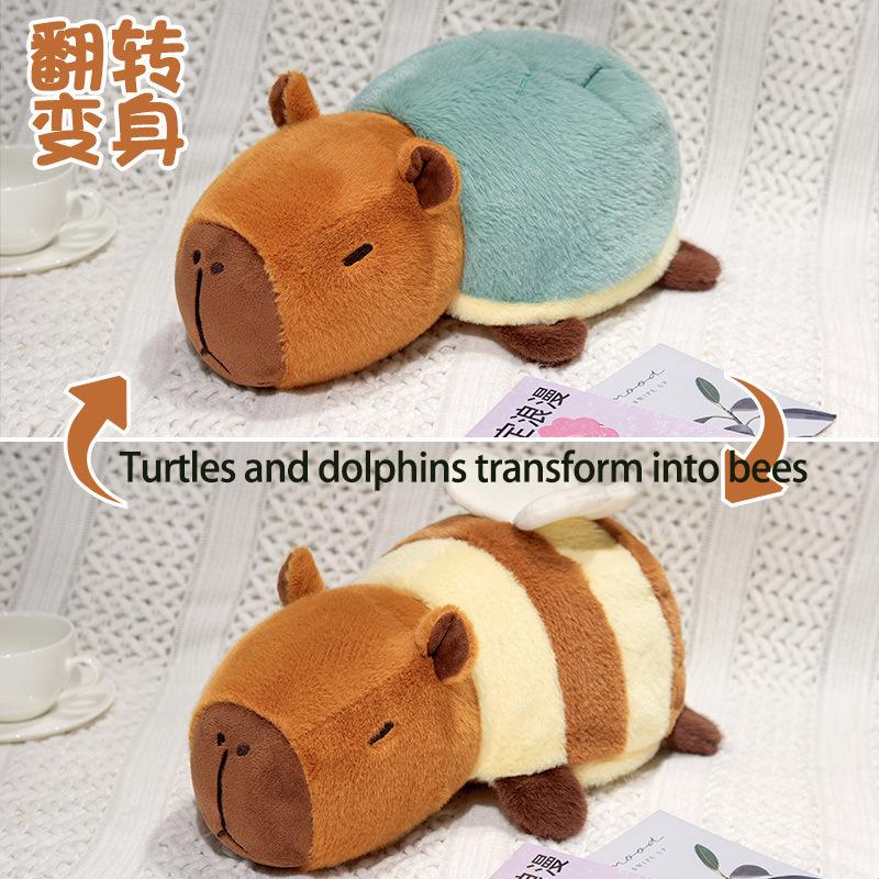 Pelican Capibala Flip Pushie Doll Double Side Capibara Plush Toy Transform Dolls 2-in-1 Kawaii Flip Children Birthday Gift