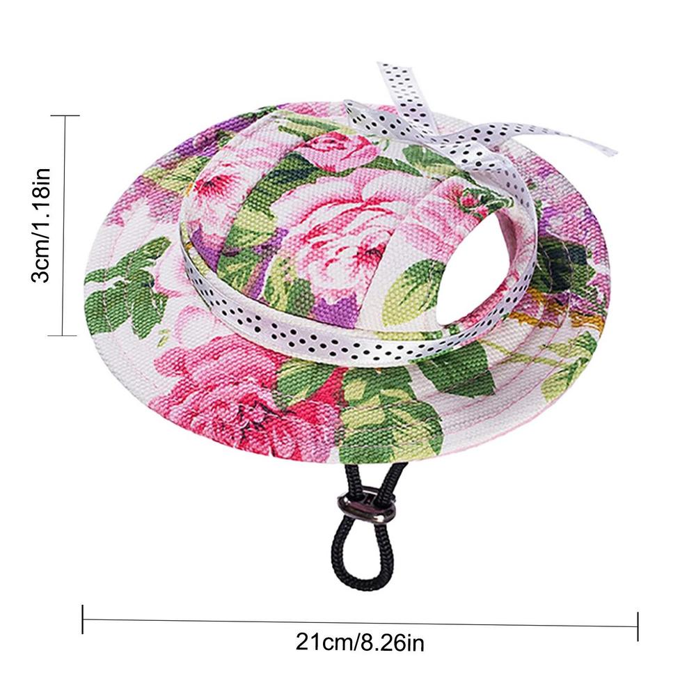 Breathable Dogs Sun Hats Round Brim Dog Visor Hat Outdoor Breathable Sun Protection With Ear Holes Mesh Sun With Adjustable Chin