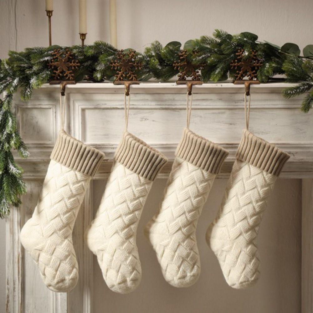 Hanging Knitted Christmas Stocking Large Size Gift Bag Christmas Gift Sock  Christmas Decor