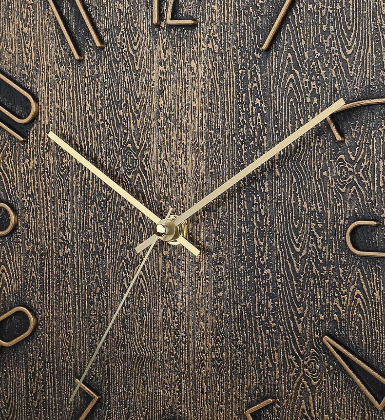 Customizable Silent Quartz Wood Grain Wall Clock with Pantone Colors for Living Room