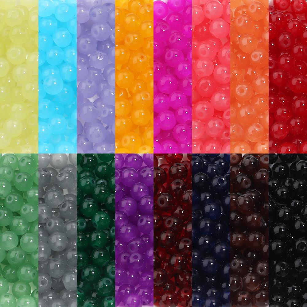 50pcs/lot 6mm Glass Round Beads Colorful Spaced Loose Glass Beads For Necklace Bracelet DIY Jewelry Making Accessories Wholesale