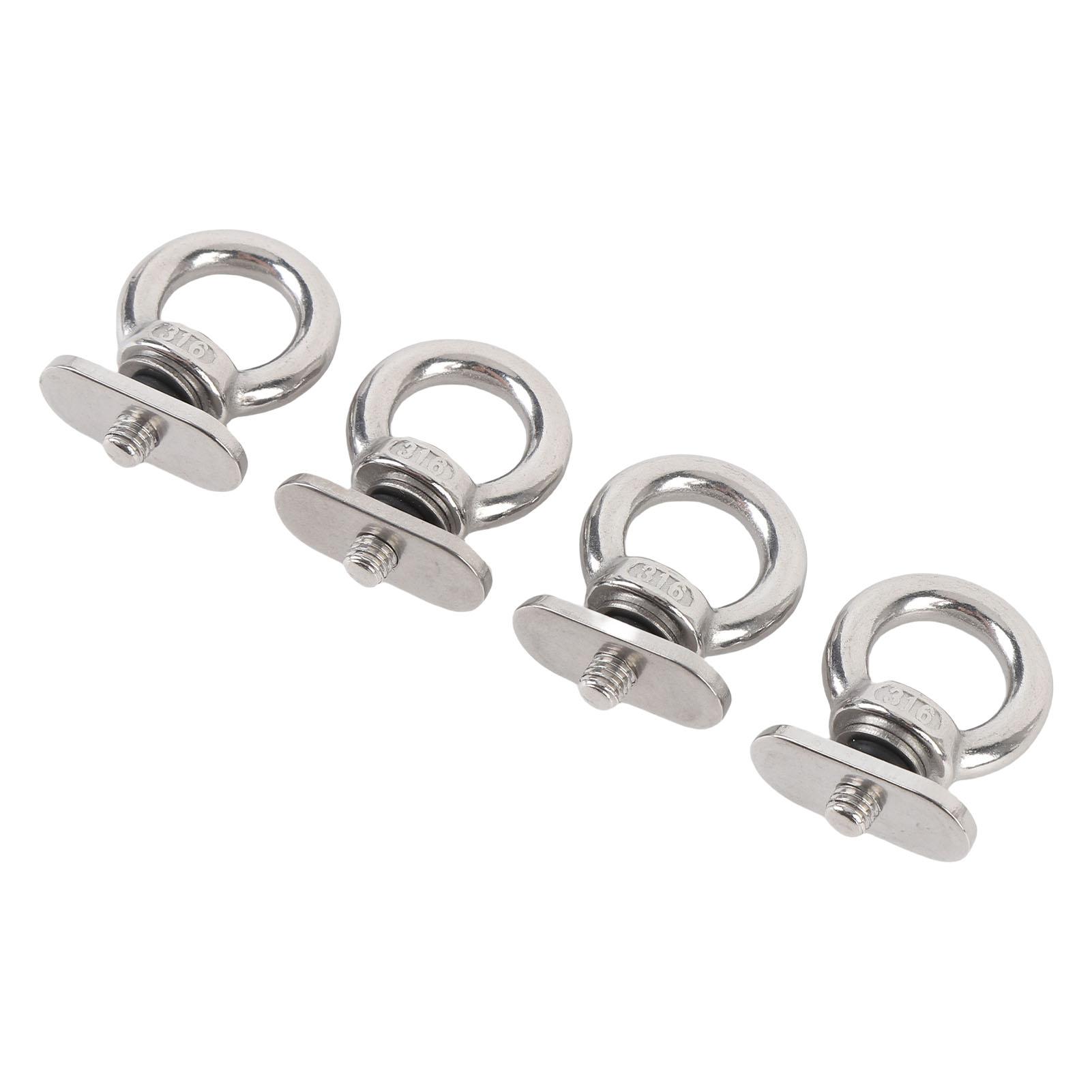 

4PCS Track Kayak Mount Tie Down Eyelets Heavy Duty 316 Stainless Steel Rail Mount Kayak M6 Eye Bolt