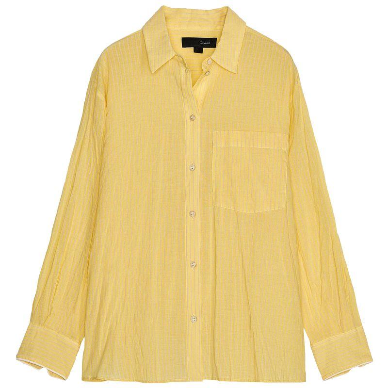 

Zaprha 2025 New Arrival Fashion Loose and Lazy Style Cotton Stripes Ruched Long Sleeves Shirt Female Slim Looking 2803670 Yellow L