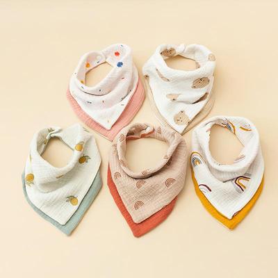 Neugeborenes Baby-Lätzchen, einfarbig, niedlicher Druckknopf-Lätzchen, weicher Baumwoll-Dreiecksschal, Säuglingsfütterung, Speicheltuch, Bandana, Spucktuch
