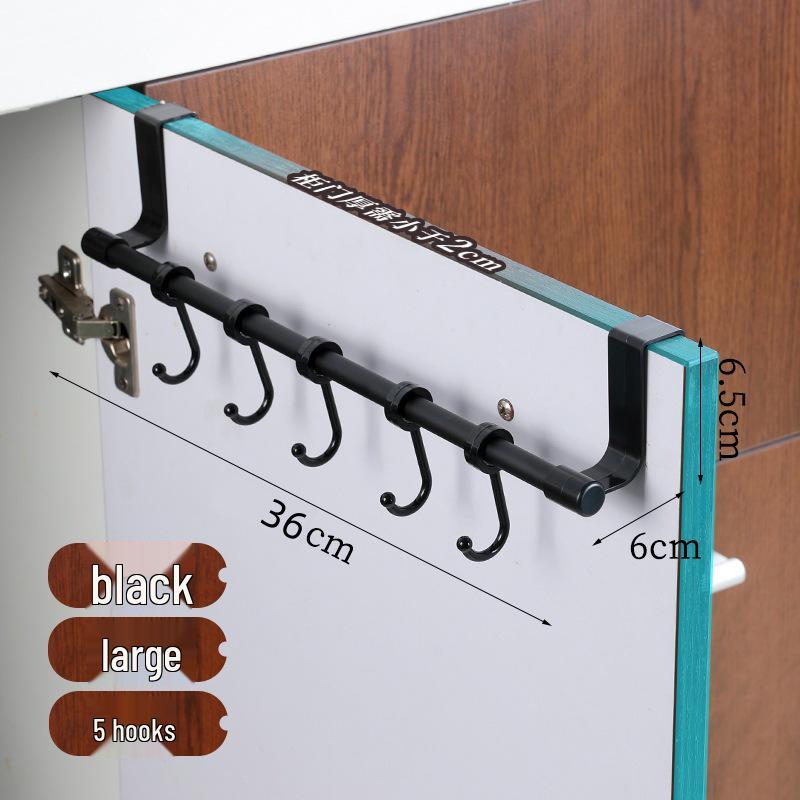 No-Drill Stainless Steel Over-Door Hanging Rod & Hook Rack for Kitchen or Closet Storage