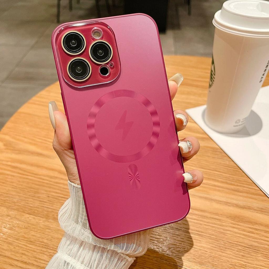Luxusní jednobarevné matné magnetické zadní kryty pro iPhone 14 13 12 11 Pro Max Plus s ochrannou fólií na objektiv Magsafe pouzdro na telefon