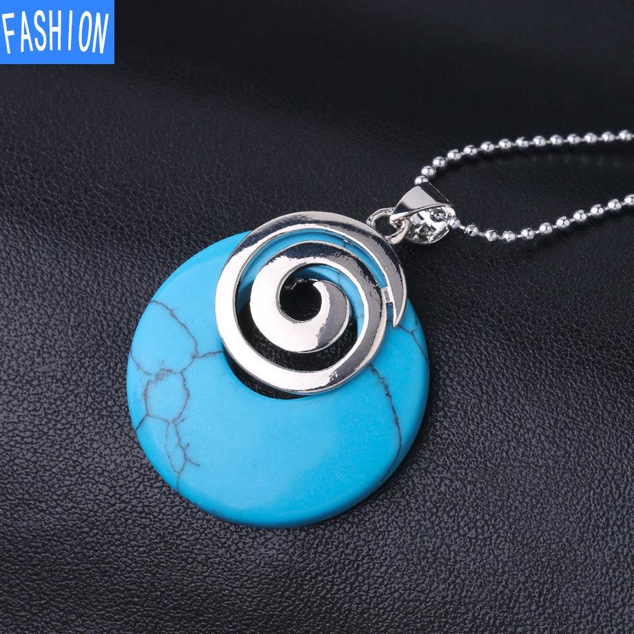 

Европейская и американская женская ностальгическая спиральная улитка с символом ракушки, ожерелье, креативное ожерелье с кристаллами blue turquoise