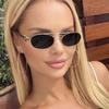 Metal Double Bridges Oval Frame Sunglasses Women Men Punk Fashion Designer Outdoor Driving Summer Traveling Sun Glasses UV400