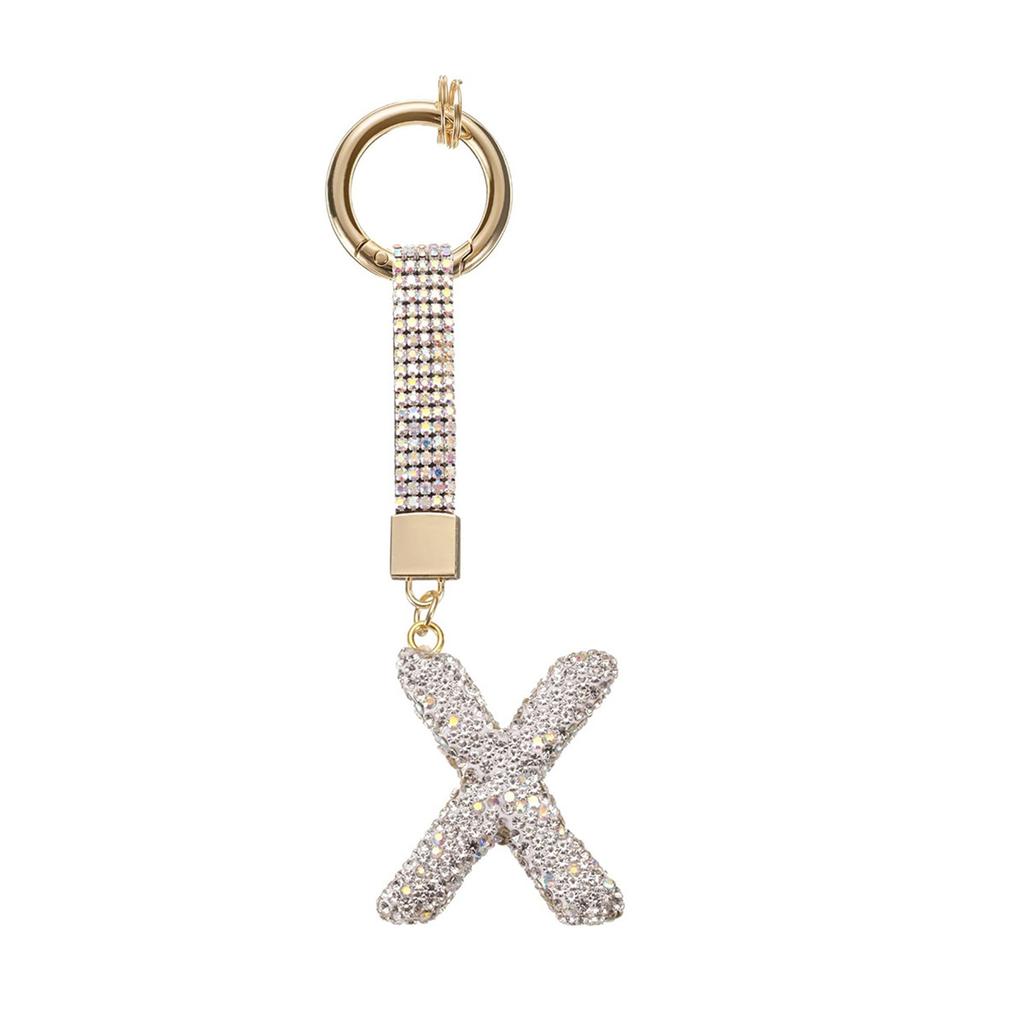 Personalized Alphabet Keychain with Sparkling Rhinestones Durable Alloy Jewelry Accessory for Fashionable Daily Use