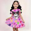 Sanrio Summer Dress Fashion Cartoon Cute Cinnamoroll Hello Kitty 3D Printing Dress Kid Short Sleeve Princess Clothing Kuromi