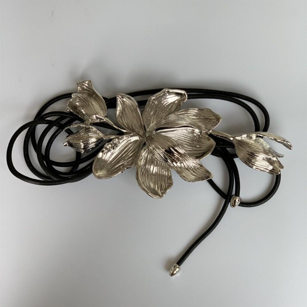 Zinc Zinc Alloy Metal Flower Waist Chain Vintage Exaggerated Belt Versatile Golden Tulip Belt  Bag Decoration