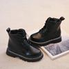 Children Black Boots Autumn Pu Leather Fashion Kids Short Boot Ankle High 26-37 All-match Breathable School Boys Girls Shoes
