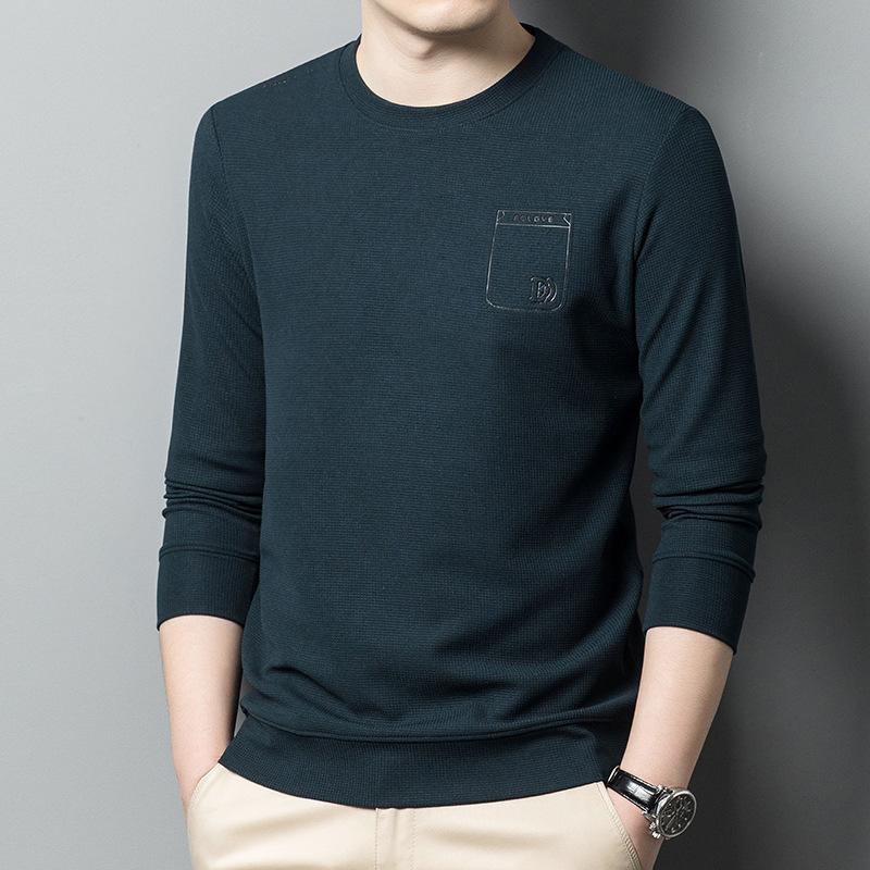 Spring and Autumn New Men's Round Neck T-Shirts for Young and Middle-aged Casual Trendy Sweaters Bottoming Shirts