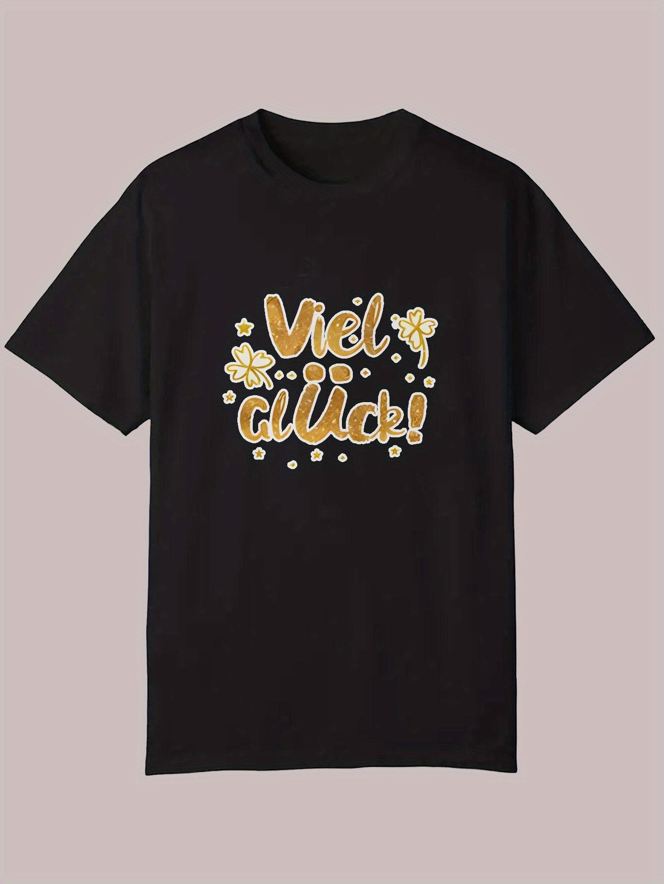 Black Graphic T-shirt - Lightweight Polyester Summer Tee with Golden Floral Accent letters XXXL
