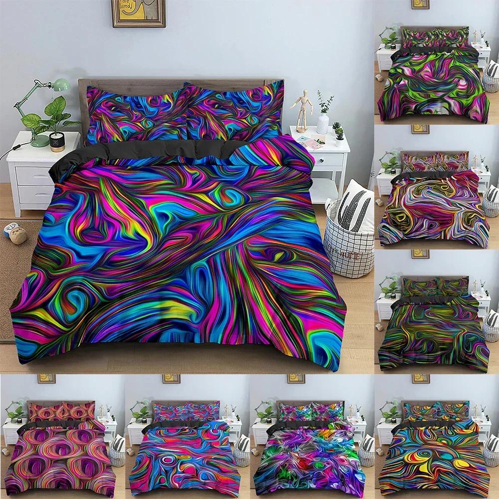 Abstract Duvet Cover 3D Pattern Bedding Set Single Twin Double Queen King Cal King Size Bed Linen Set