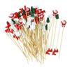 50/100Pcs Disposable Christmas Fruit Picks Santa Claus Fruit Salad Bamboo Sticks  Buffet