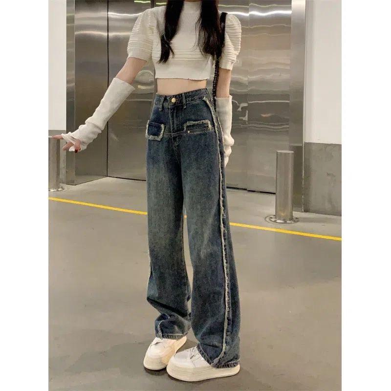 

Women s High-Waisted Vintage Raw Edge Wide-Leg Jeans - Spring/Summer L