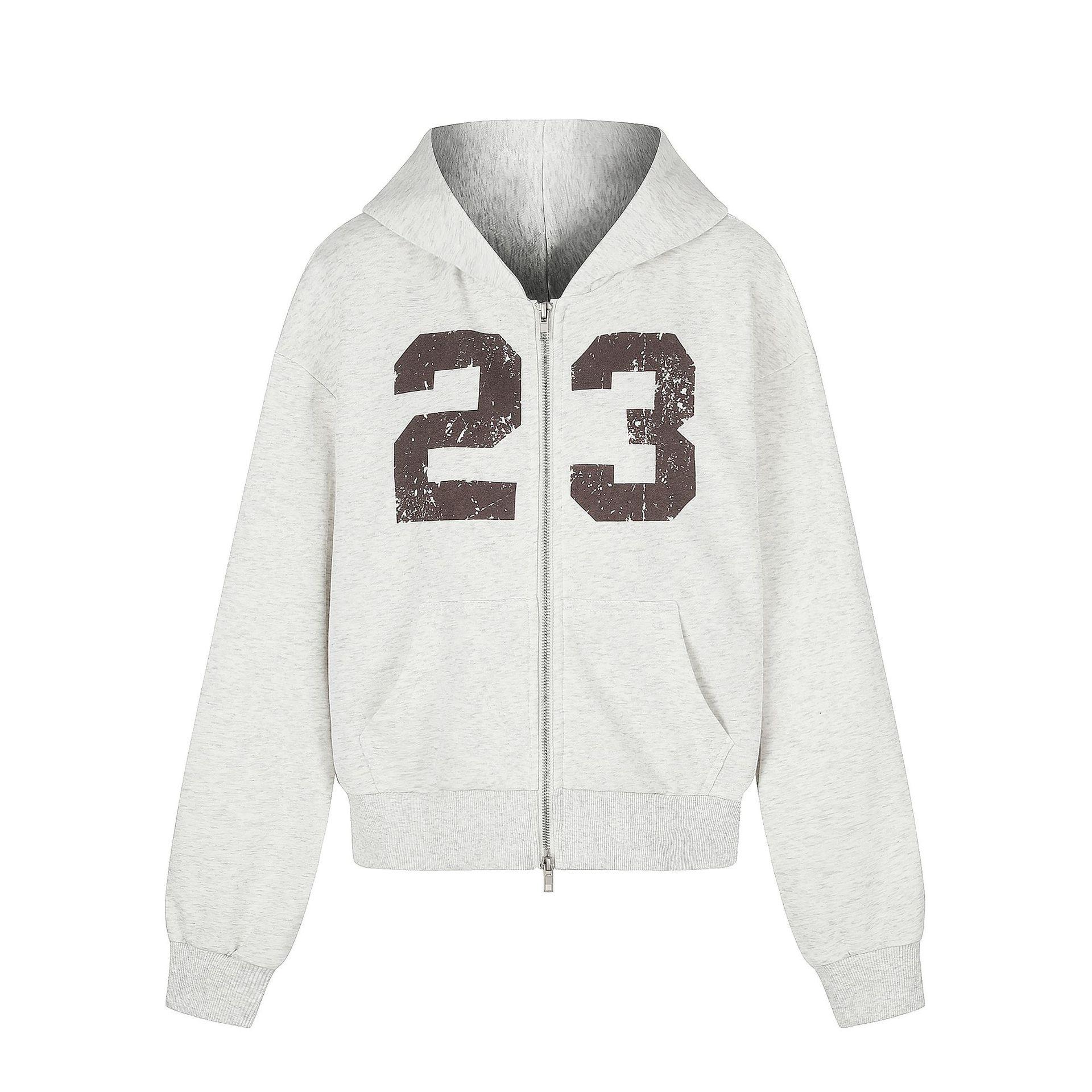 Autumn American retro sports hoodie jacket short cardigan zipper sweater men and women S