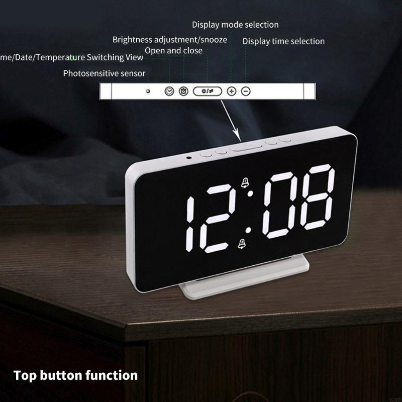 62KD Digital Alarm Clock Large LED Display 2 Alarms Dimmable Brightness USB Charging