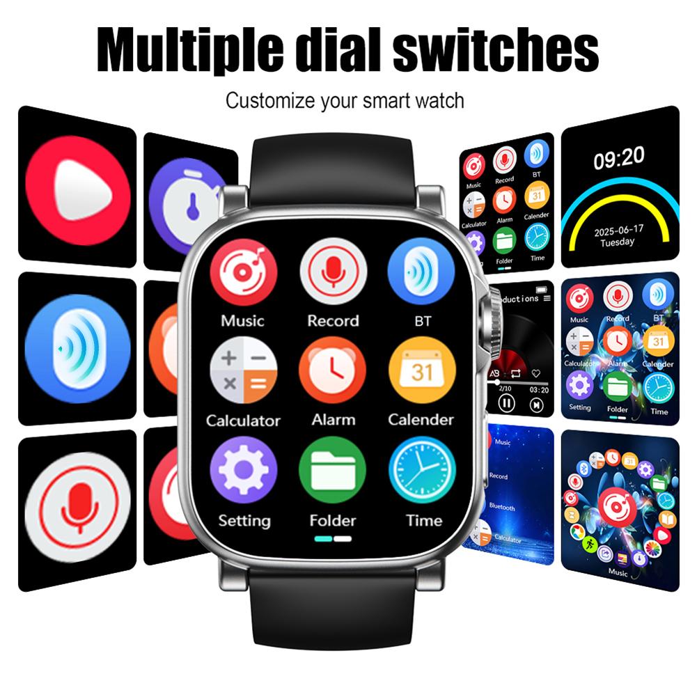 MP3 Player Watch BT 5.4 Touch Screen Music Player Built-in Speaker Voice Recorder for Sports Running & Gym