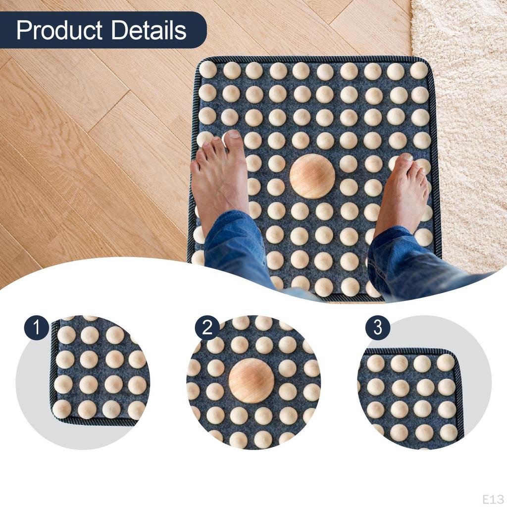 Foot Acupressure Mat Massage Board Non-Slip Wooden Base Portable Reflexology Tool Suitable for