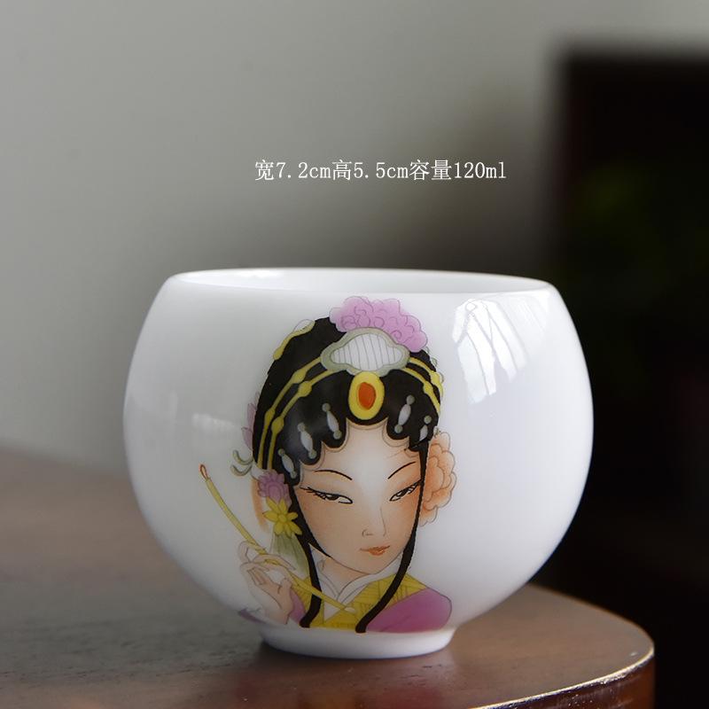 120 ml Teetasse aus Eissamen-Schafsfett-Jade-Porzellan, handbemalte Blumen-Meistertasse, Zen-Meditations-Presstasse, Chazhan-Kung-Fu-Teeservice
