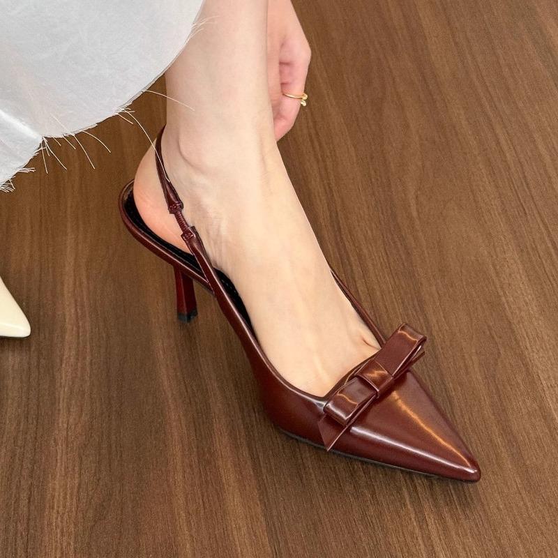 Fashion Big Size 40 Butterfly-knot Slingbacks Women Pumps Elegant Pointed Toe Thin Heels Shoes Sexy Banquet Zapatos De Mujer